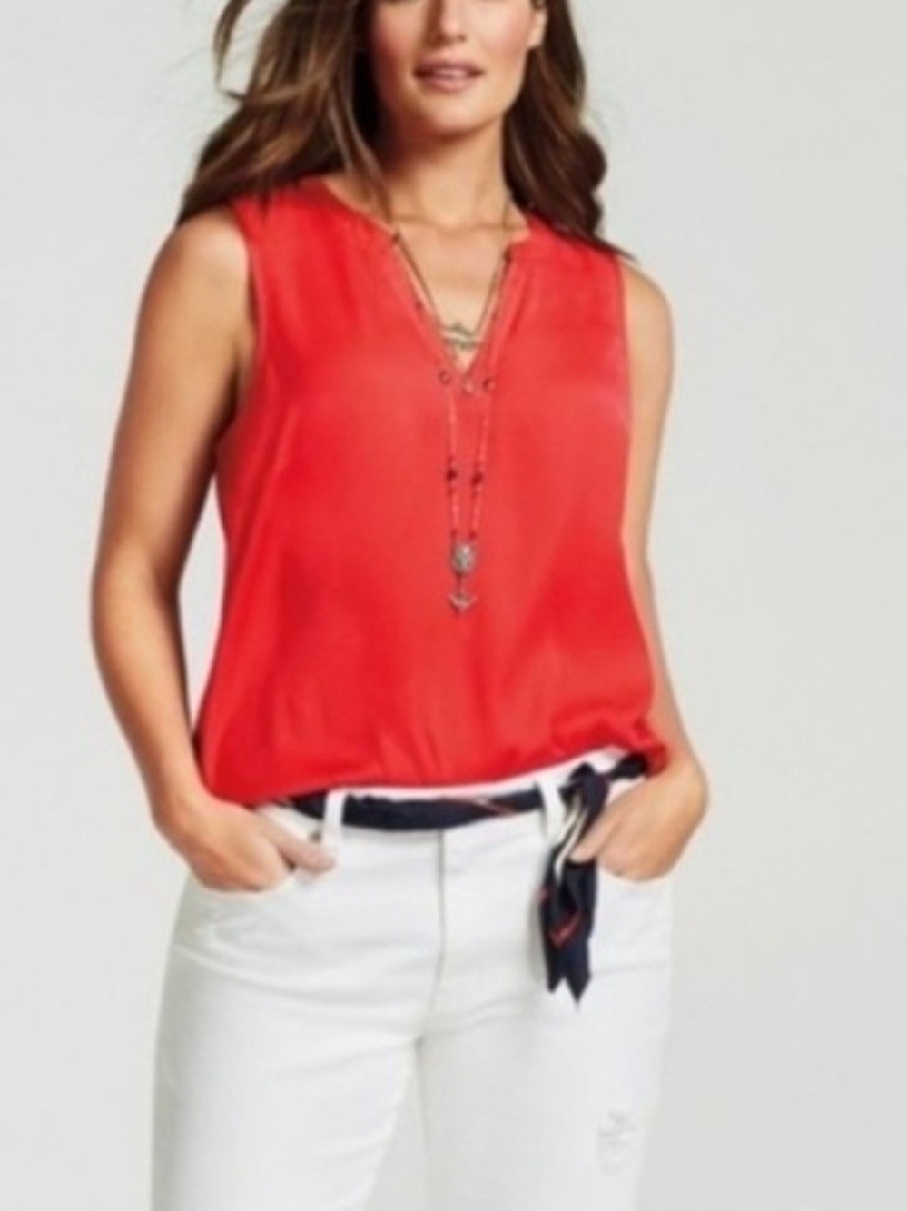 CAbi Red Sleeveless V-Neck Camisole
